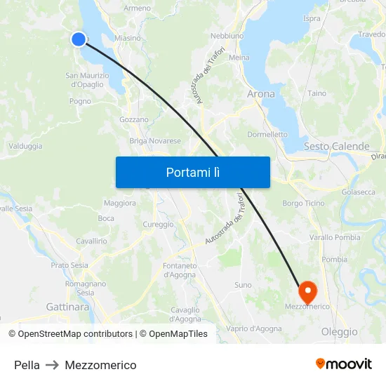Pella to Mezzomerico map