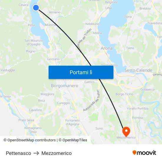 Pettenasco to Mezzomerico map
