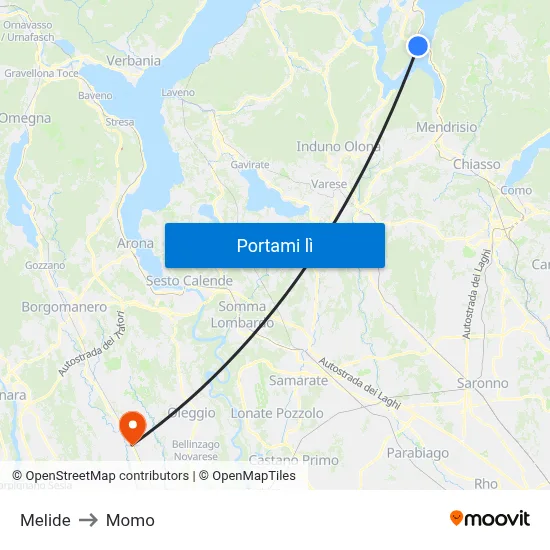 Melide to Momo map