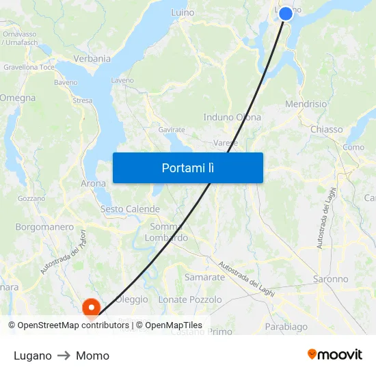 Lugano to Momo map