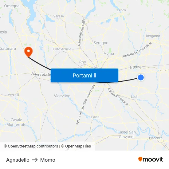 Agnadello to Momo map