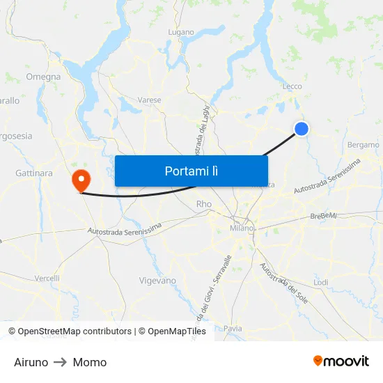 Airuno to Momo map