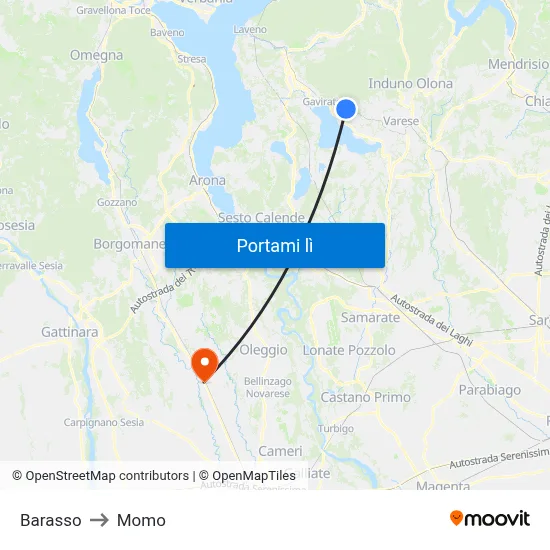 Barasso to Momo map
