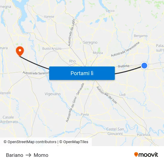 Bariano to Momo map