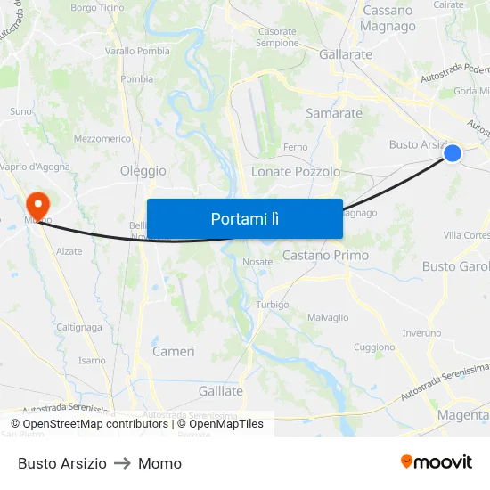 Busto Arsizio to Momo map
