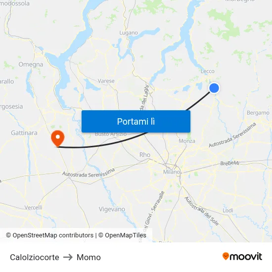 Calolziocorte to Momo map