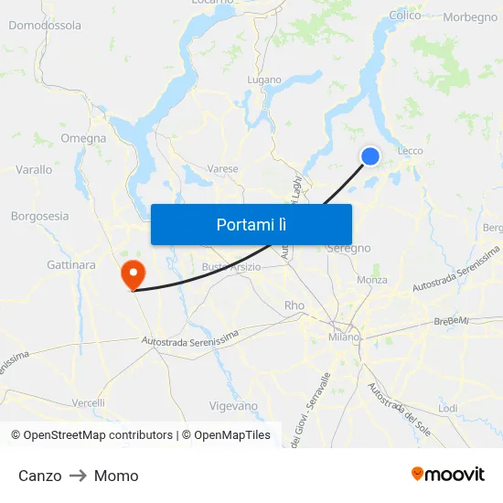 Canzo to Momo map