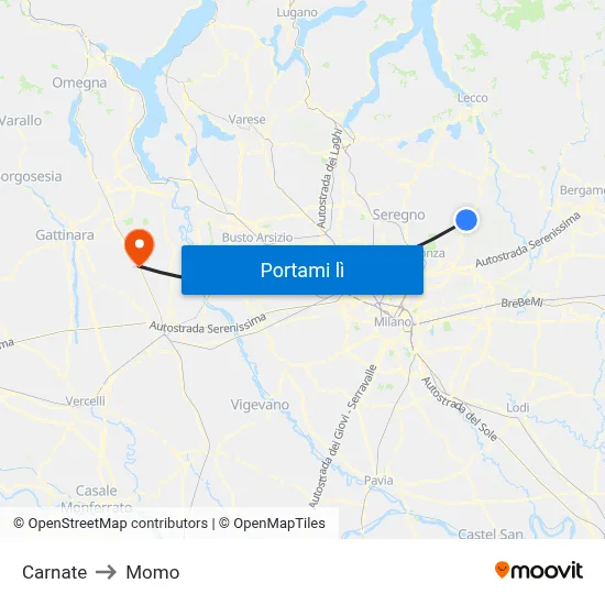 Carnate to Momo map