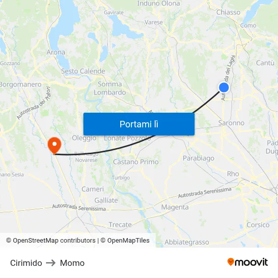 Cirimido to Momo map