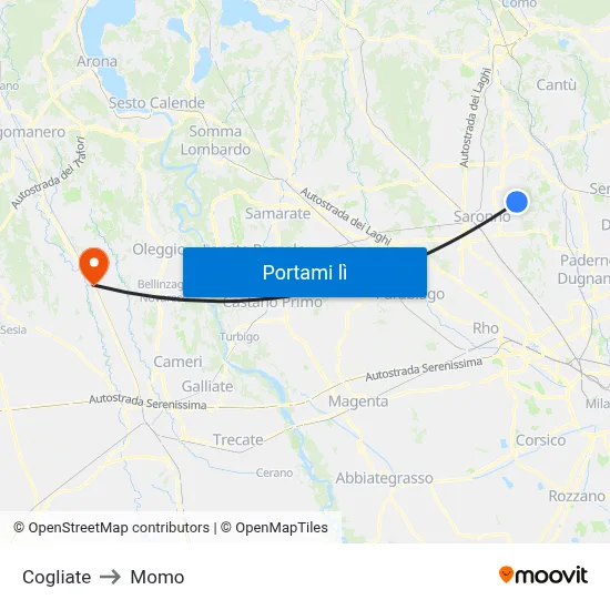 Cogliate to Momo map