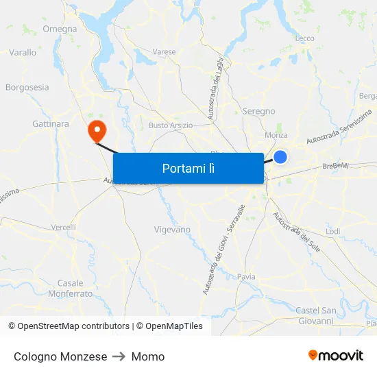 Cologno Monzese to Momo map
