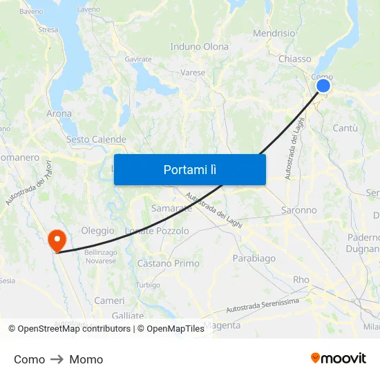 Como to Momo map