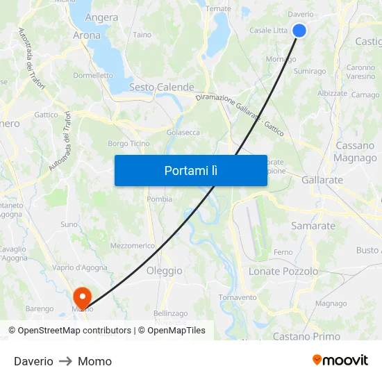 Daverio to Momo map