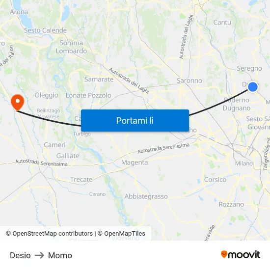 Desio to Momo map