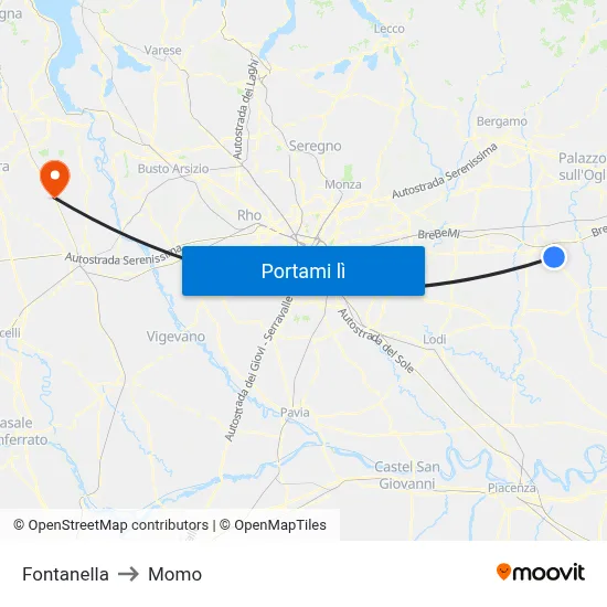 Fontanella to Momo map