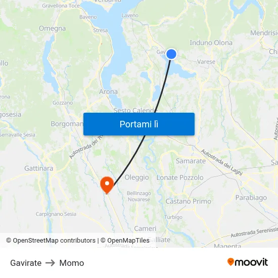 Gavirate to Momo map