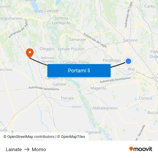 Lainate to Momo map