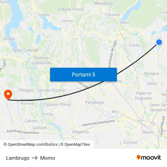 Lambrugo to Momo map