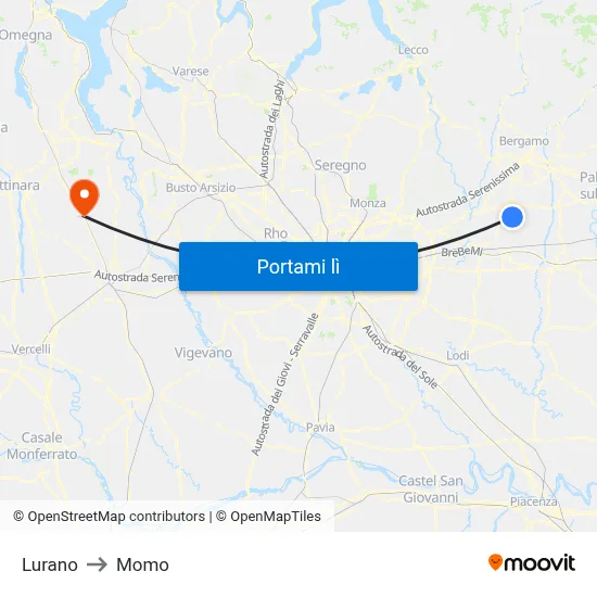 Lurano to Momo map