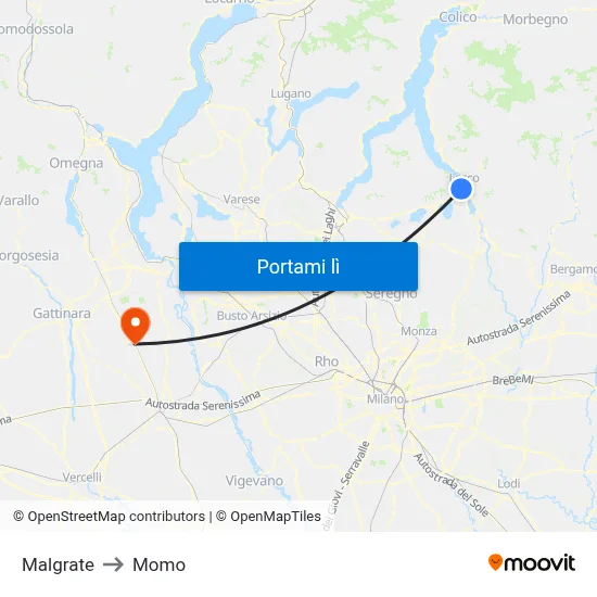 Malgrate to Momo map