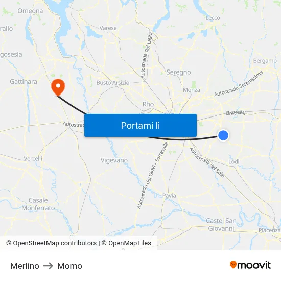 Merlino to Momo map