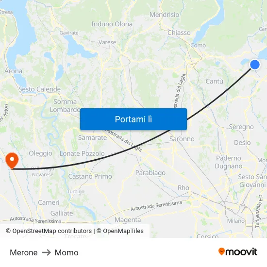 Merone to Momo map