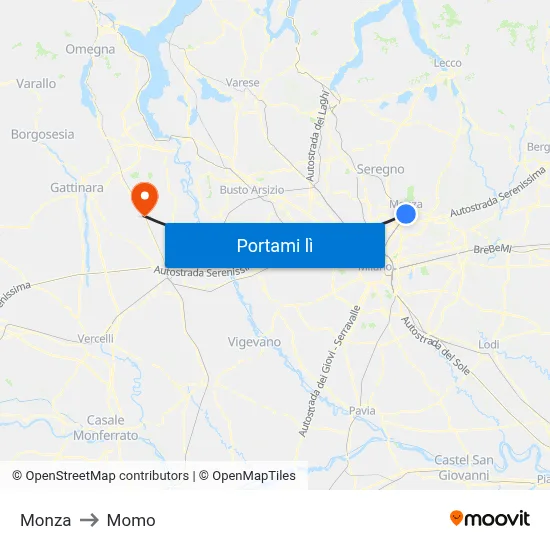 Monza to Momo map