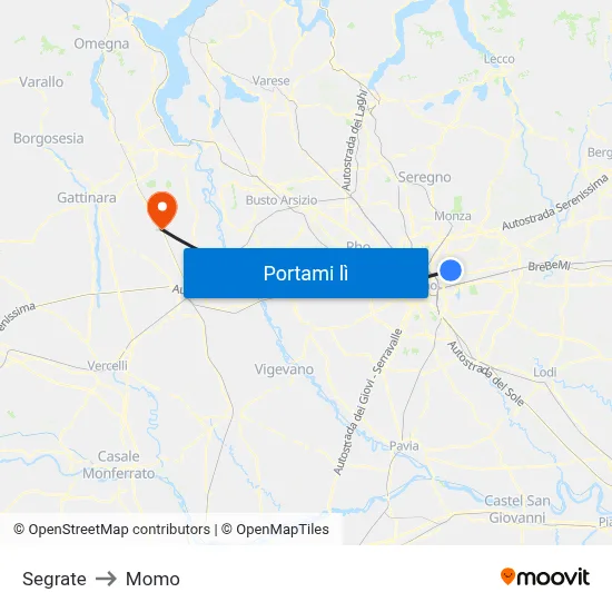 Segrate to Momo map