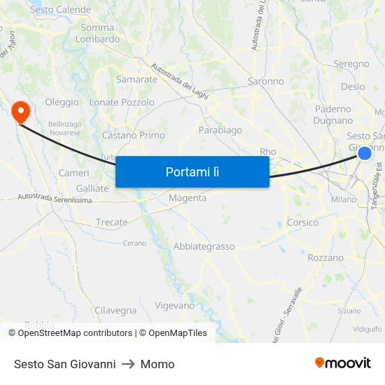 Sesto San Giovanni to Momo map