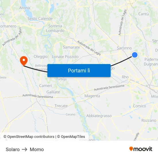 Solaro to Momo map