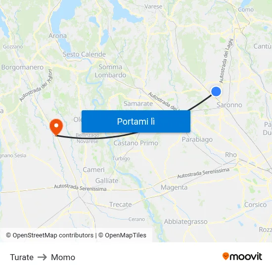 Turate to Momo map