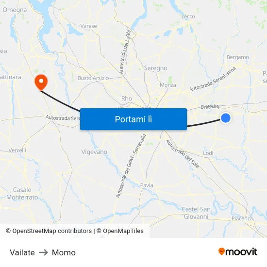 Vailate to Momo map