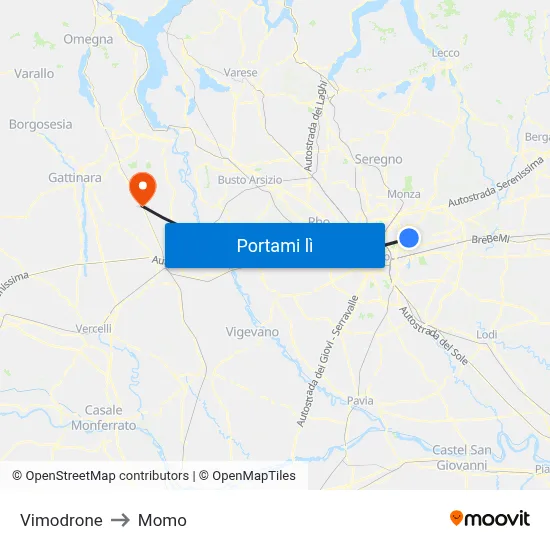 Vimodrone to Momo map