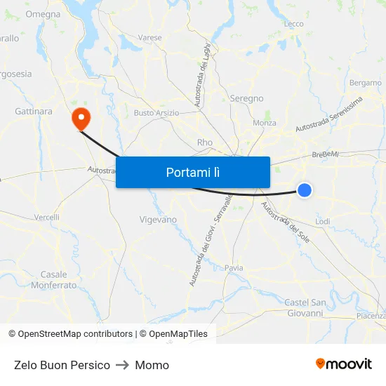 Zelo Buon Persico to Momo map