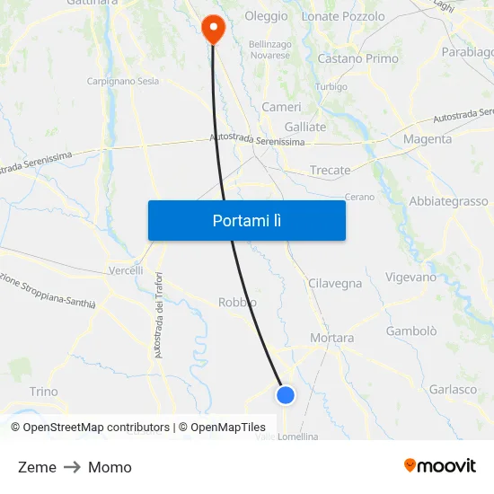 Zeme to Momo map