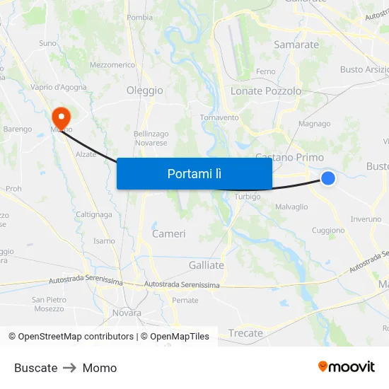 Buscate to Momo map
