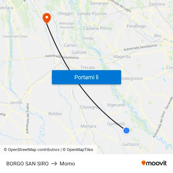 BORGO SAN SIRO to Momo map