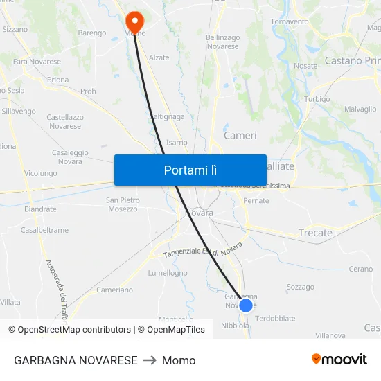 GARBAGNA NOVARESE to Momo map