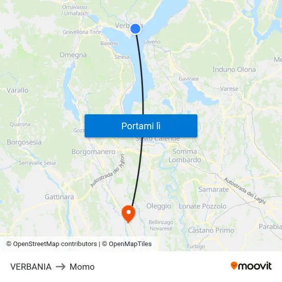 VERBANIA to Momo map