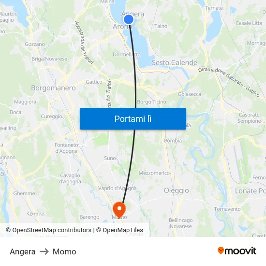 Angera to Momo map