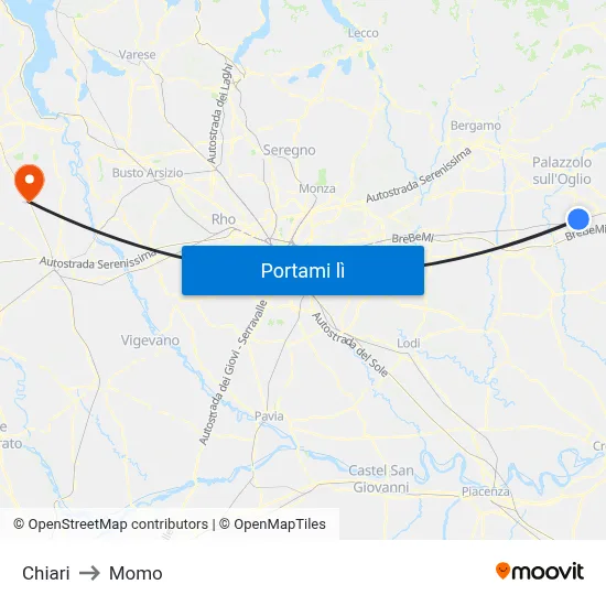 Chiari to Momo map