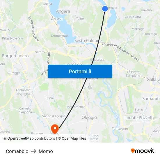 Comabbio to Momo map