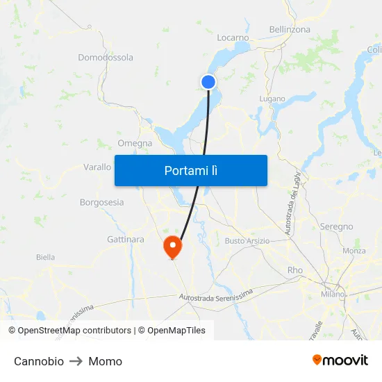 Cannobio to Momo map