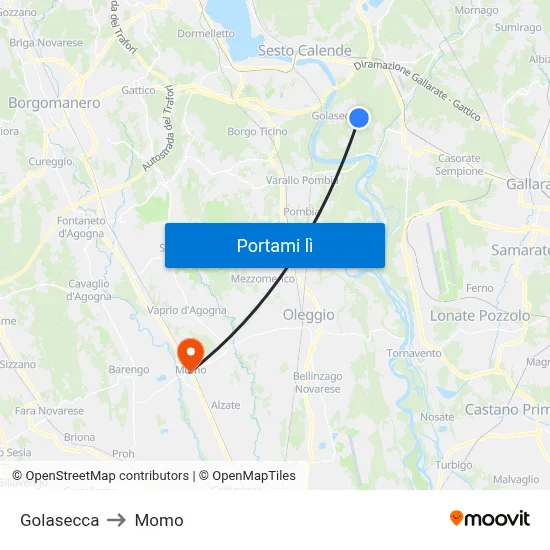Golasecca to Momo map