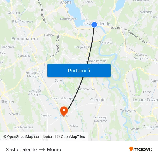 Sesto Calende to Momo map