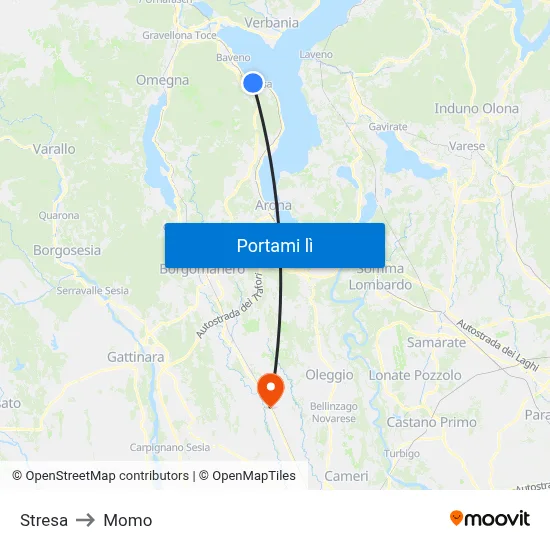 Stresa to Momo map