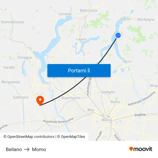 Bellano to Momo map
