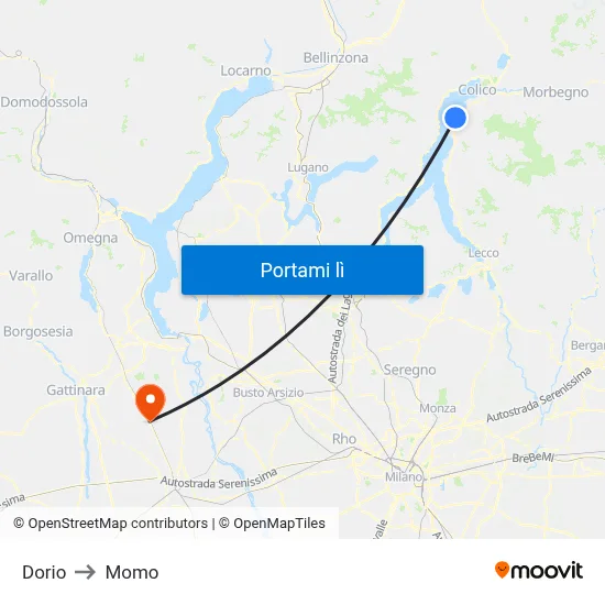 Dorio to Momo map