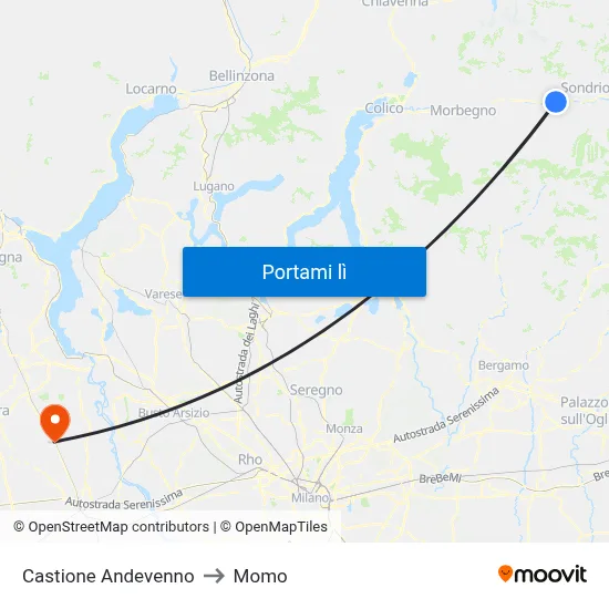 Castione Andevenno to Momo map