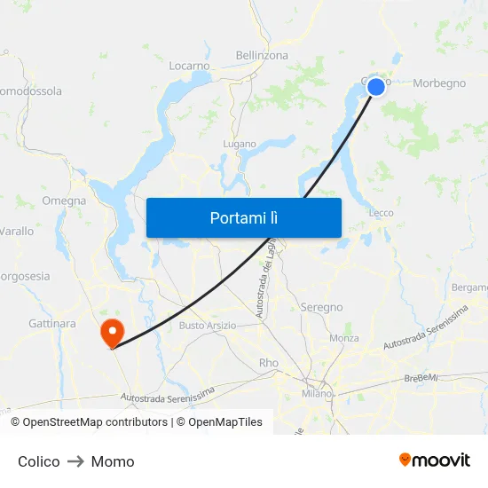 Colico to Momo map
